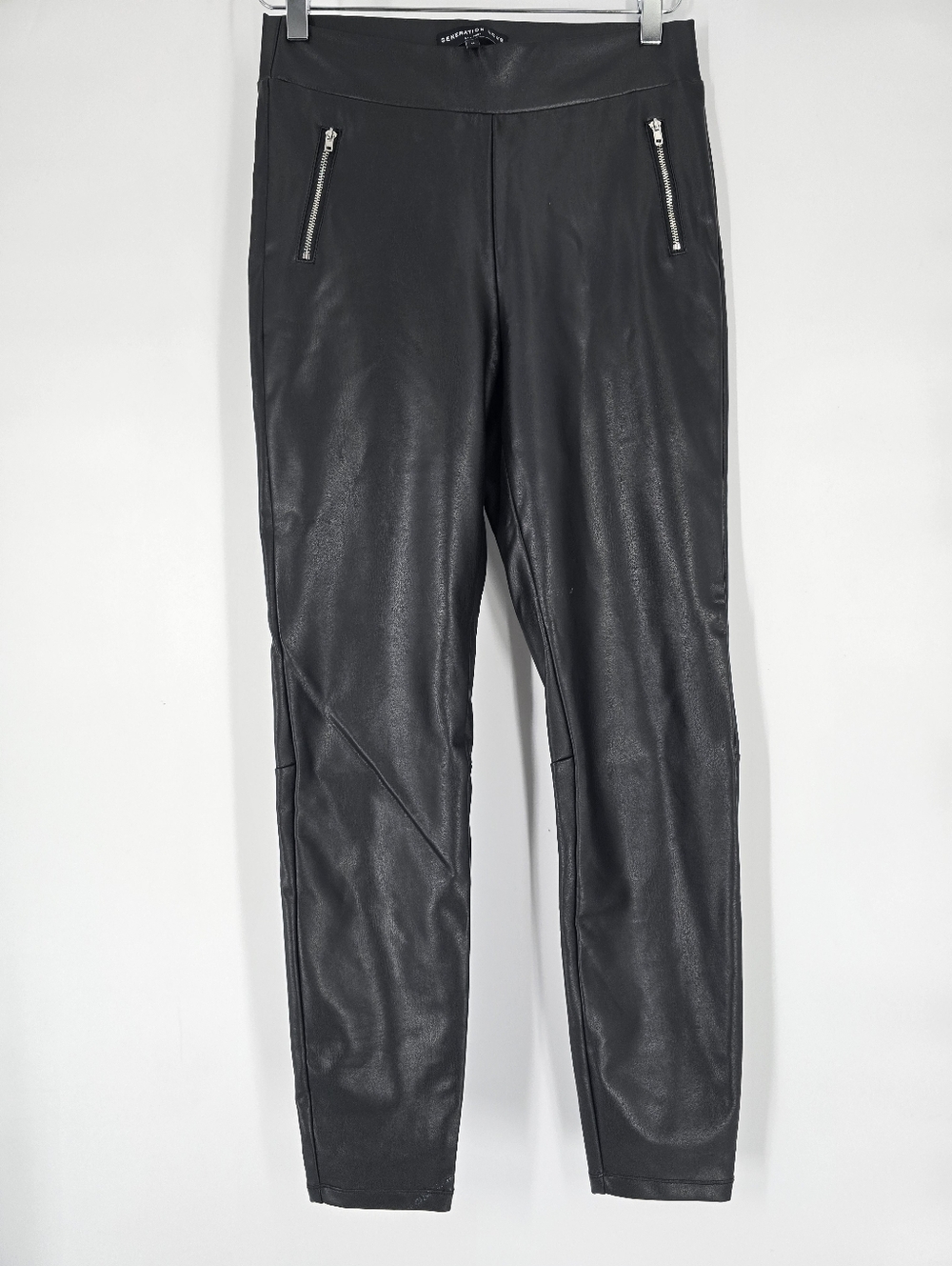 Generation Love Faux Leather Black Zipper Accent Leggings Pants Size M